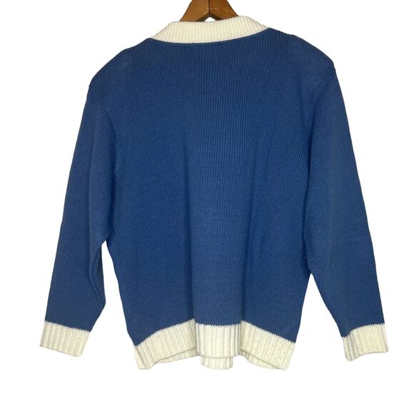 Vintage 80s Cape Cod Petites Size Medium Collared Cottage Pullover Sweater - Picture 2 of 7